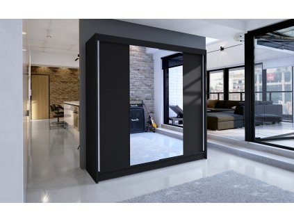 Šatní skříň Taisa II 180 se zrcadlem, černá