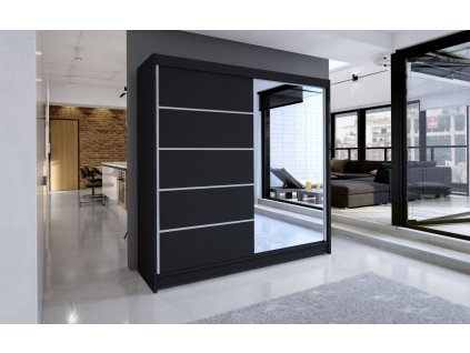 Šatní skříň Taisa III 180 se zrcadlem, černá