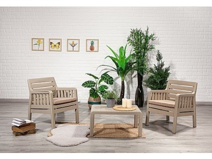 Zahradní set LARA stůl+2 křesla (Varianta beige - barva béžová)