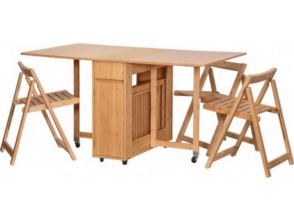 Rozkládací set SAIGON 1 stůl + 4 židle přírodní bambus