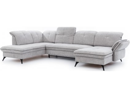 MIRELA NEW OSL+3F+OSBP - (MASSIMO-U-XL) sedací souprava , látka SVĚTLE ŠEDÁ MISTERIO 82 /paspule grafitová Riviéra 96-nohy A-černá- kolekce (ST) - "STA" (K250-Z) NOVÁ LÁTKA