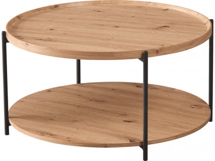 Kulatý konferenční stolek LAPIS, dub artisan/černá
