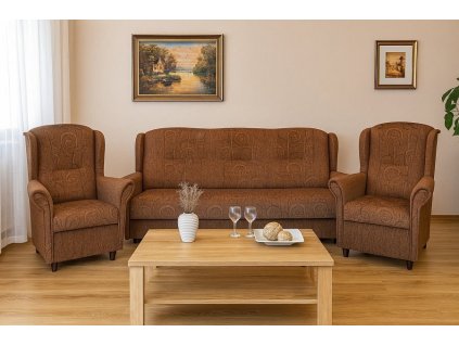 Sedací souprava Agáta MAX 3F+1+1 hnědá - Rosita 132/koo