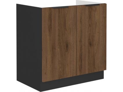 Dřezová skříňka, ořech okapi/černá, MENZO 80 ZL 2F BB