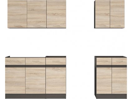 kuch.JUNONA MODUL VERZE2 BBL 1,8/A (S) wenge/dub sonoma (BEZ PRAC. DESKY)