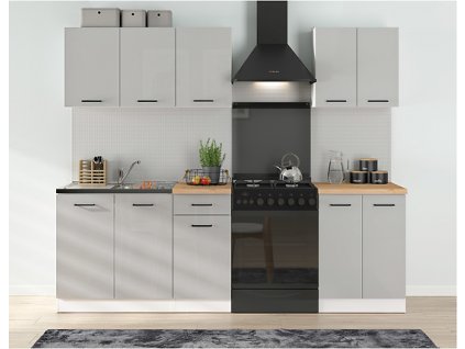 kuch.JUNONA MODUL VERZE2 BBL TAFLA 1,8/A (BI/JSZP) bílá/světle šedý lesk (BEZ PRAC. DESKY)