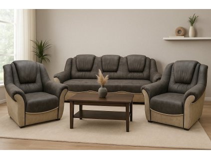 Rozkládací sedací souprava BÁRA 3F+1+1 s úložným prostorem, šedá/Preston 96 - koo Preston 31