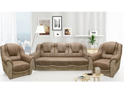 Rozkládací sedací souprava BÁRA 3F+1+1 s úložným prostorem, hnědá/Preston 22 - koo Preston 21