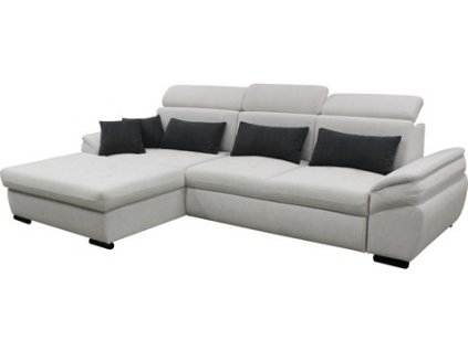 PLAZA  Levá -(Perfekt) sedací souprava látka BÍLÁ POPELAVÁ CURIO 02/ polštářky CURIO 97 šedá (FI) kolekce - "F"(K250) NOVÁ LÁTKA