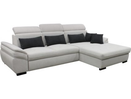 PLAZA  Pravá -(Perfekt) sedací souprava látka BÍLÁ POPELAVÁ CURIO 02/ polštářky CURIO 97 šedá (FI) kolekce - "F"(K250) NOVÁ LÁTKA