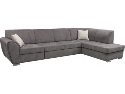 DOMENO (DOLORES) - PRAVÁ sedací souprava, látka HNĚDÁ WIND 21/polštářky WIND 05-BÉŽOVÁ (FI) - kolekce "F" (K250) NOVÁ LÁTKA