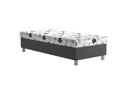 ILONA -válenda 90-látka ŠEDÁ/ŠEDOBÉŽOBÉ KVĚTY-Molisoft 81/Mollino 924-18- matrace polyuretan,polohovací rošt hlava/nohy,plynový píst kolekce "BL"(INES 90)(K250)NOVÁ LÁTKA -SUPERAKCE