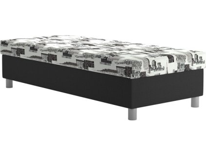 ILONA -válenda 90-látka ČERNÁ/BÍLOŠEDÁ -Alcone 14 Black/Nyc B05- matrace polyuretan,polohovací rošt hlava/nohy,plynový píst kolekce "BL"(INES 90)(K250)NOVÁ LÁTKA -SUPERAKCE
