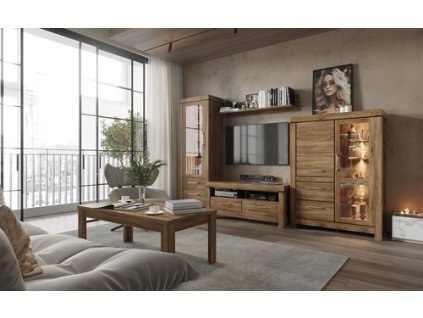 KENTAKI home - bytová stěna komplet,  lamino dub sterling (German 1x REG1W2S/20/7, 1x RTV2S/6/14,  1x P 3/14+1XREG1W1D2S 16/12 = 8 BALÍKŮ )(UG) (K150)NOVINKA