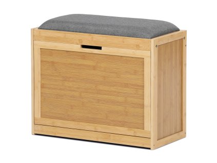 Botník, masiv bambus, přírodní odstín, šedá látka DR-N1014 GREY2