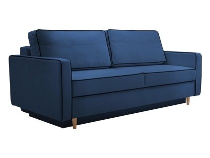 FELICITA -  pohovka (FASTA)nová látka TMAVĚ MODRÁ KRONOS 09 / paspulka černá, nohy buk (IZ) (K250) NOVÁ LÁTKA