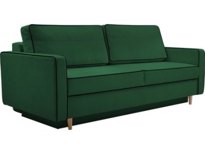 FELICITA -  pohovka (FASTA)nová látka TMAVĚ ZELENÁ KRONOS 19 / paspulka černá, nohy buk (IZ) (K250) NOVÁ LÁTKA