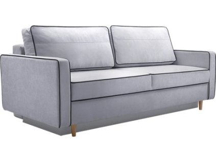 FELICITA -  pohovka (FASTA)nová látka SVĚTLE ŠEDÁ PAROS 05 / paspulka černá, nohy buk (IZ) (K250) NOVÁ LÁTKA