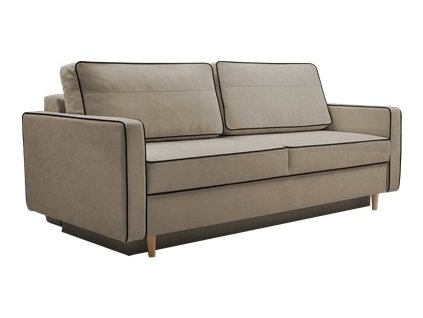 FELICITA -  pohovka (FASTA)nová látka SVĚTLE HNĚDÁ PAROS 03 / paspulka černá, nohy buk (IZ) (K250) NOVÁ LÁTKA