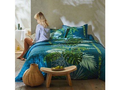 Bavlněné povlečení Cayenne zn. Colombine®, s potiskem palmových listů (Velikost napínací prostěradlo 90x190 cm)