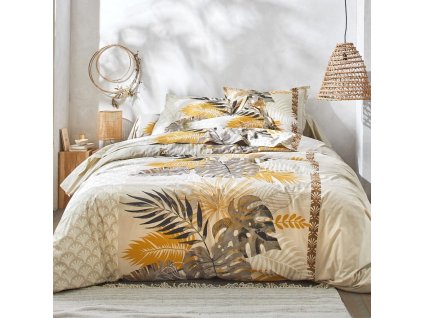 Bavlněné povlečení Cayenne zn. Colombine®, s potiskem palmových listů (Velikost napínací prostěradlo 90x190 cm)