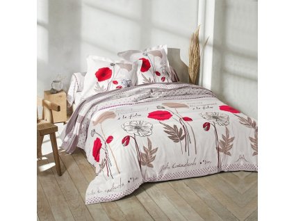 Povlečení s potiskem Vlčí máky, polybavlna (Velikost napínací prostěradlo 90x190 cm)