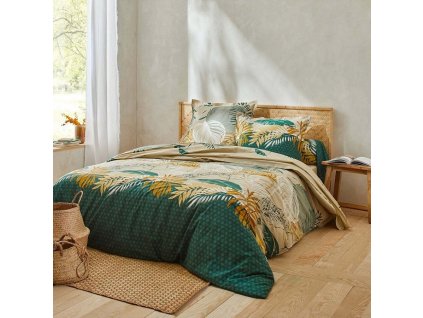 Bavlněné povlečení Jane zn. Colombine® s potiskem listů (Velikost napínací prostěradlo 90x190 cm)