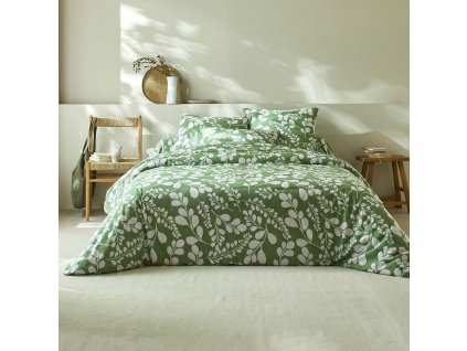 Dvoubarevné povlečení Chloé s potiskem listů, bavlna (Velikost jednolůžko 140x200 + 70x90 cm)
