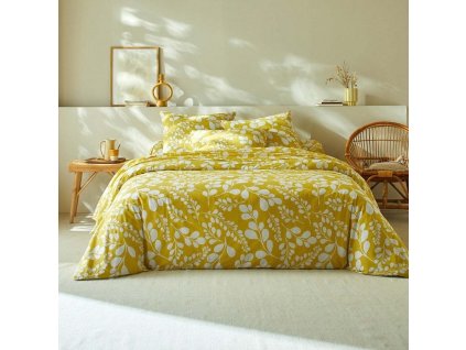 Dvoubarevné povlečení Chloé s potiskem listů, bavlna (Velikost jednolůžko 140x200 + 70x90 cm)