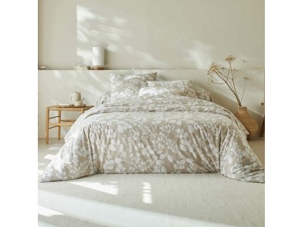 Dvoubarevné povlečení Chloé s potiskem listů, bavlna (Velikost jednolůžko 140x200 + 70x90 cm)