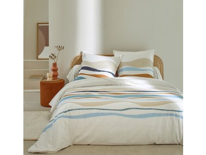 Povlečené Ondée s potiskem vln, bavlna (Velikost povlak na polštář 65x65 cm)