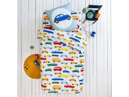 Dětské bavlněné povlečení zn. Colombine®, potisk auta (Velikost povlak na přikrývku 140x200 cm)