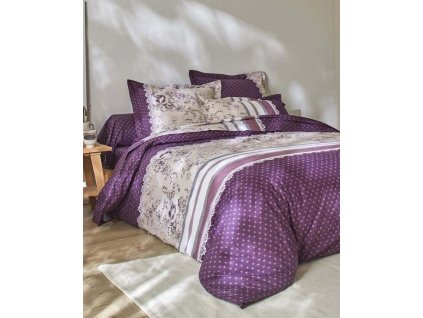 Flanelové povlečení Gabrielle s potiskem květin a krajky (Velikost klasické prostěradlo 270x300 cm)