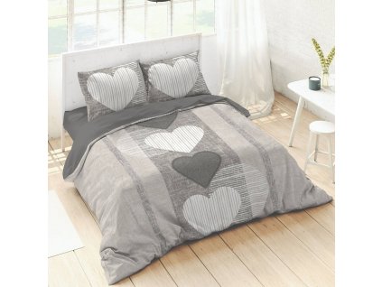Povlečení s potiskem Srdce, bavlna (Velikost povlak na přikrývku 240x220 cm)