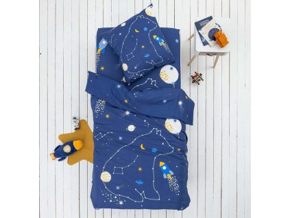 Dětské povlečení Cesta do vesmíru, bavlna (Velikost napínací prostěradlo 90x190 cm)
