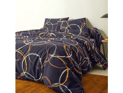 Povlečení Noemi s potiskem kruhů, polycoton (Velikost povlak na polštář 65x65 cm)