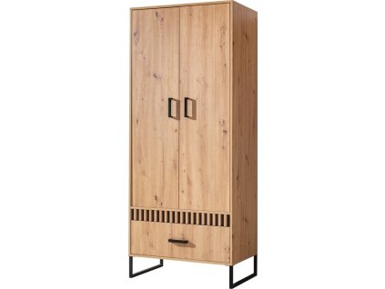 LINCOLN 1 - ŠATNÍ SKŘÍŇ 2D (LAMELIX 1=3BALÍKY) - dub artisan/duba artisan lamely/černá (DO) (K150-E) NOVINKA