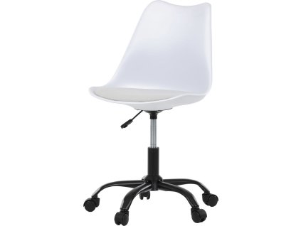 Židle kancelářská, bílá plastová skořepina, sedák bílá látka, kovový kříž KA-X7055 WT