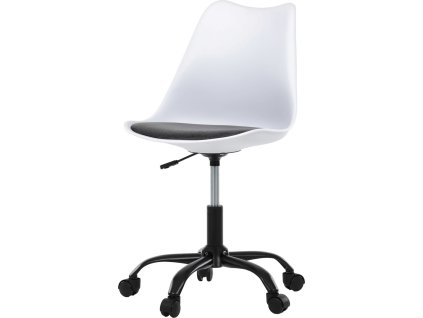 Židle kancelářská, bílá plastová skořepina, sedák šedá látka, kovový kříž KA-X7055 GREY