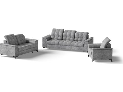 SIESTA 3R+2+1 - sedací souprava - látka SVĚTLE ŠEDÁ Bankok Fog / nožky černá kov "MRS"(SNAP 3R+2+1)(K250-Z) NOVINKA