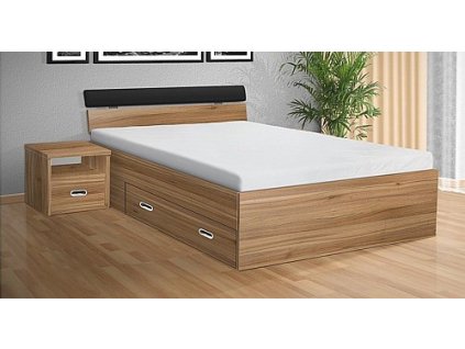 Postel MARI 140cm, s roštem a s úložným prostorem (Varianta akát)