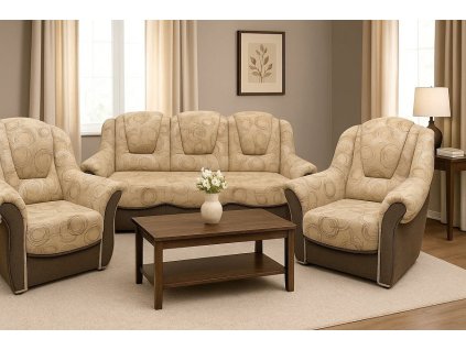 Rozkládací sedací souprava BÁRA 3F+1+1 s úložným prostorem,  Arlo17 - koo tmavý (Látka Arlo 17)