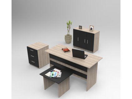ALATRI kancelářský set se skříňkou, dub/černá