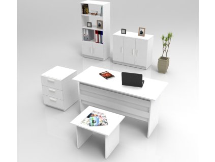 BALANKAN kancelářský set s regálem, bílá