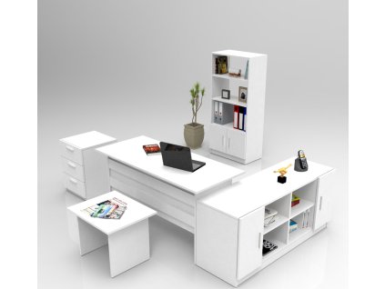 COLIMA kancelářský set s regálem, bílá