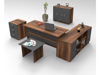 DURANGO kancelářský set se skříňkou, baroko/antacit
