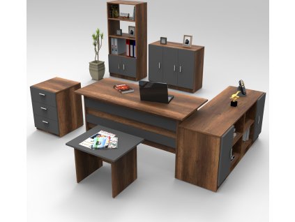 DZEMUL kancelářský set s regálem, baroko/antracit