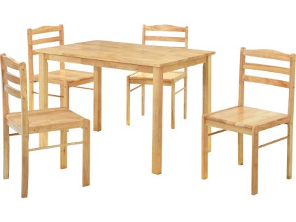 Jídelní set 1+4, masivní dřevo, přírodní, LOAK