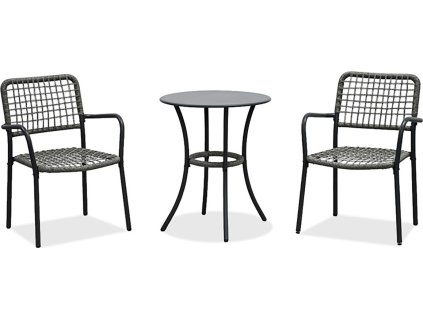 Balkónový set 1+2, stůl 60x60, židle umělý ratan barva antracit,  kov antracit AZ-L1103 GREY