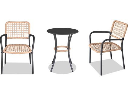 Zahradní set 1+2, stůl 60x60, židle umělý ratan barva přírodní,  kov antracit AZ-L1103 NAT